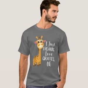 Gray "I Freaking love Giraffes" Cotton Tee Shirt 🦒